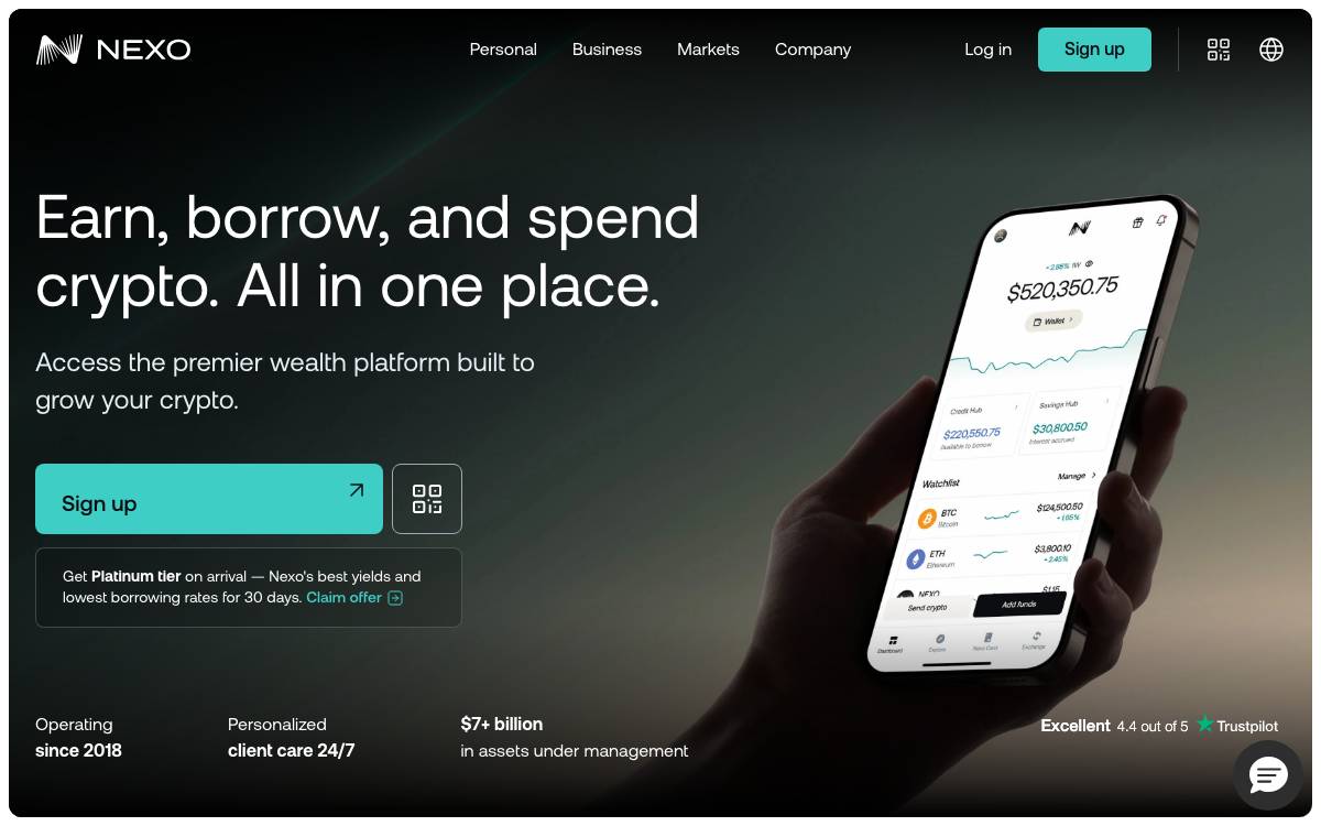 Nexo website preview