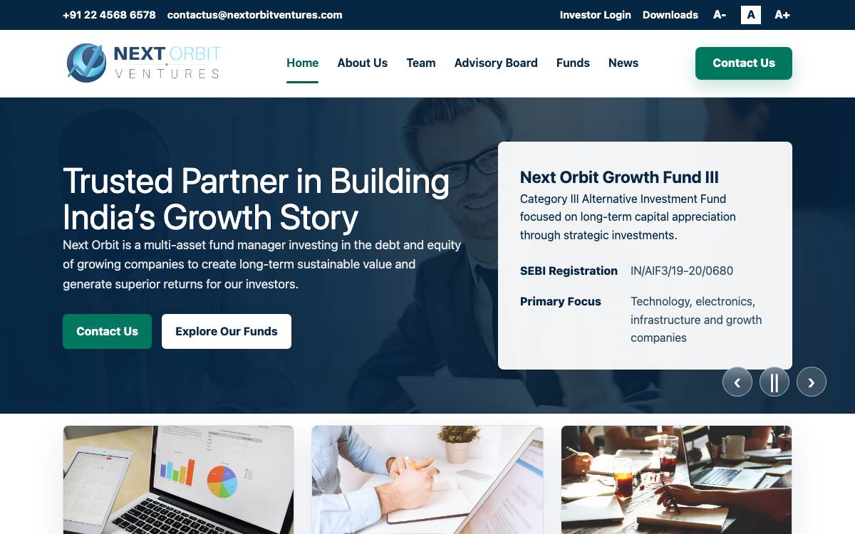 Next Orbit Ventures Fund-I website preview