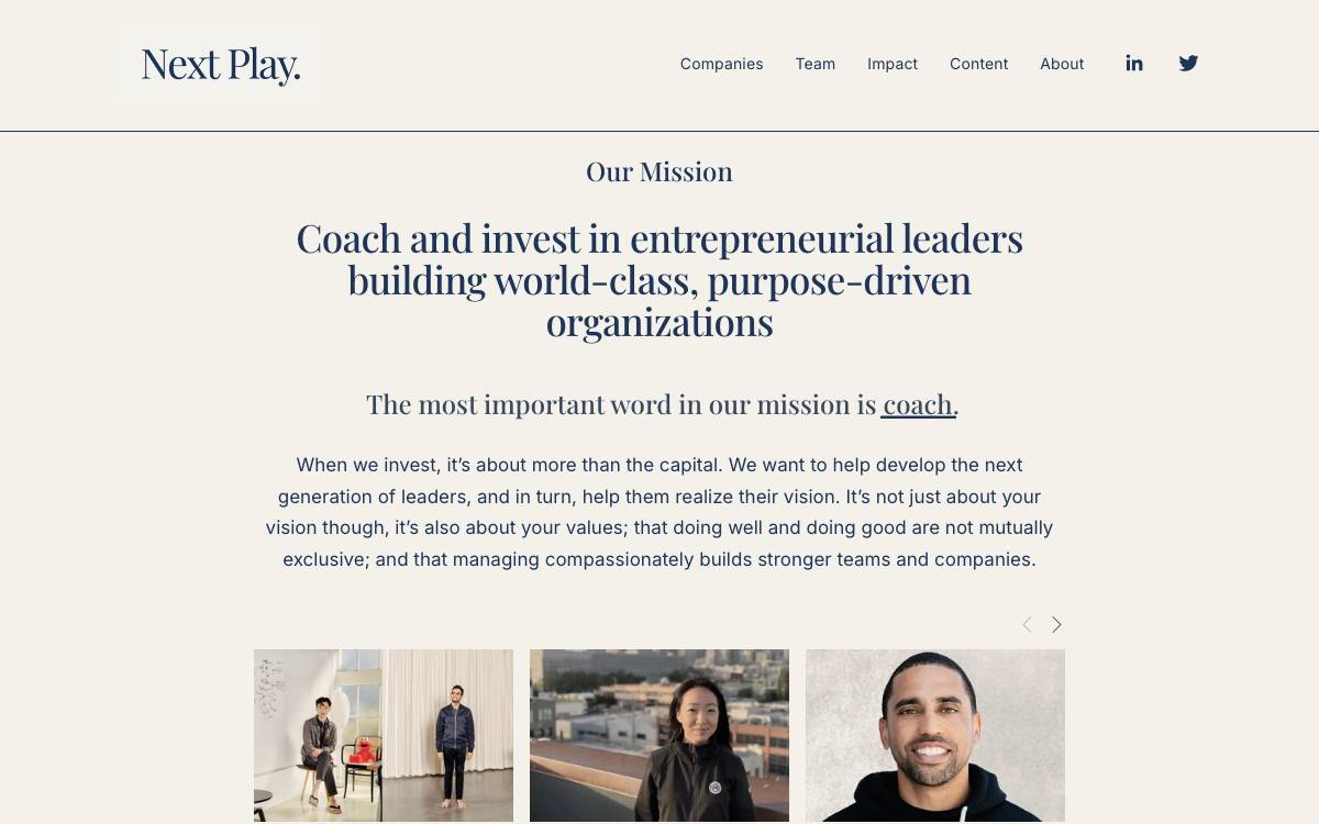 Next Play Ventures website preview