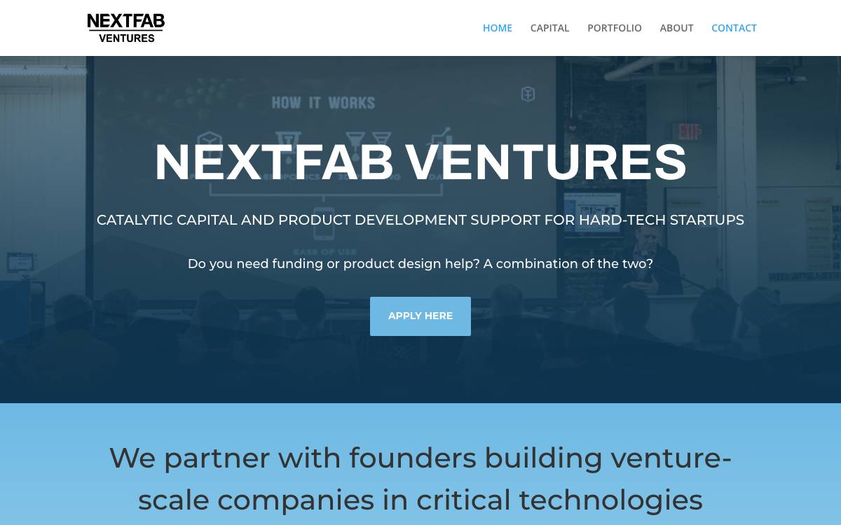 NextFab Ventures website preview