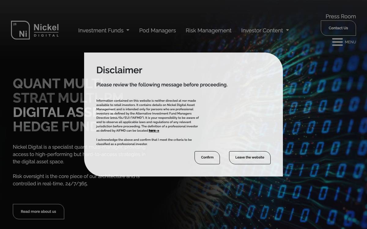 Nickel Digital Asset Management website preview