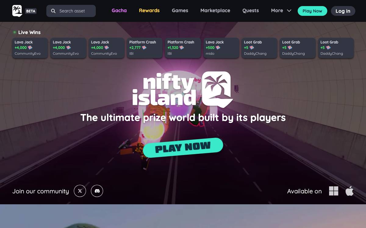 Nifty Island website preview