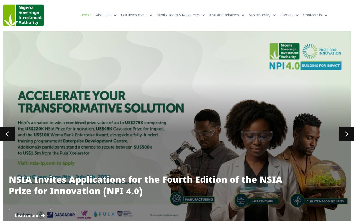 Nigeria Sovereign Investment Authority website preview