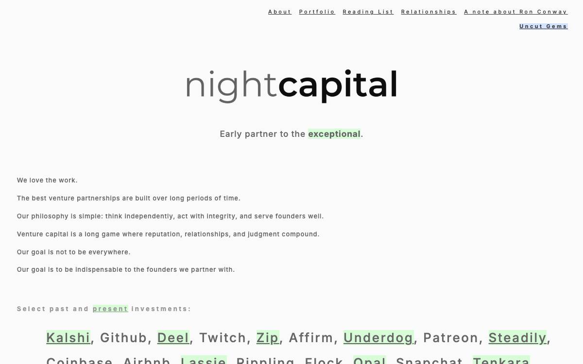 Night Capital website preview
