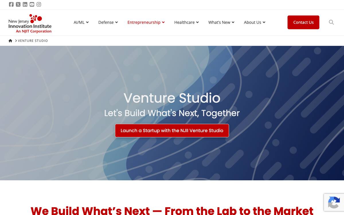 NJII Venture Studio website preview