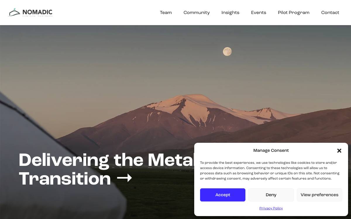 Nomadic Venture Partners website preview