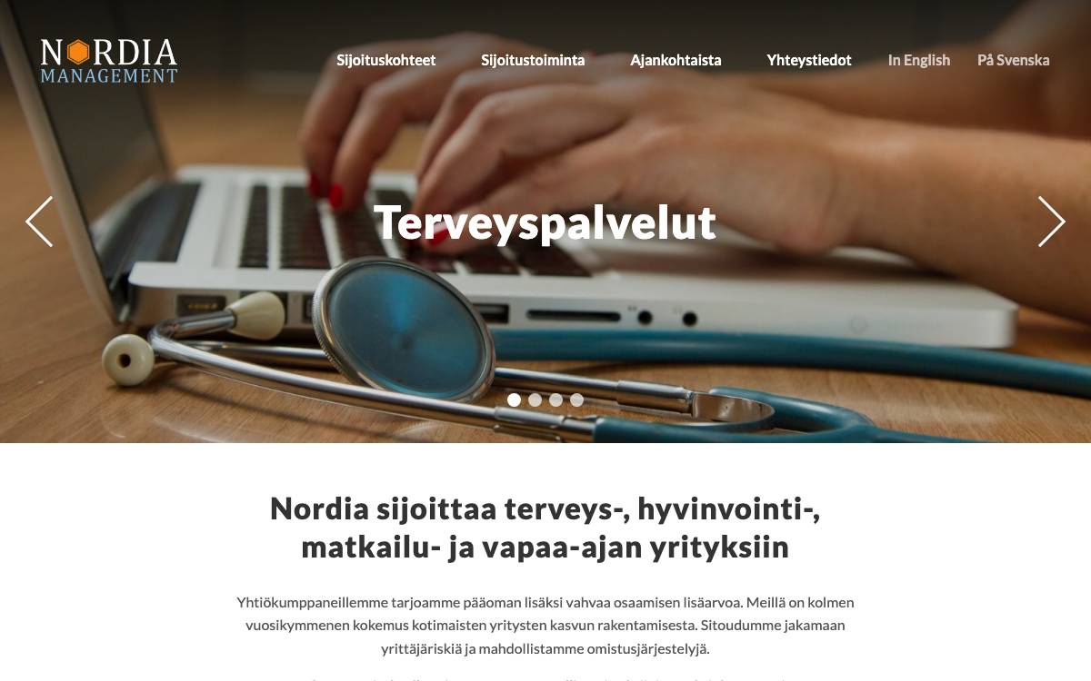 Nordia Management Oy website preview