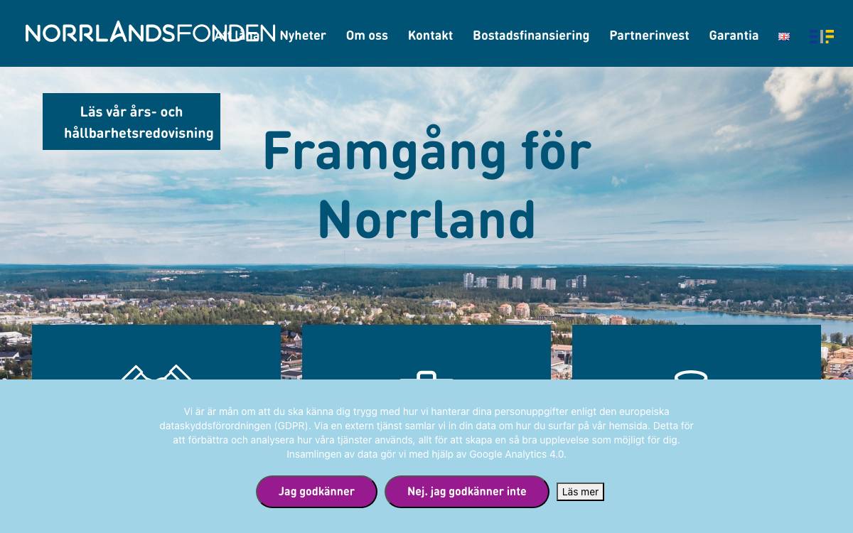 Norrlandsfonden website preview