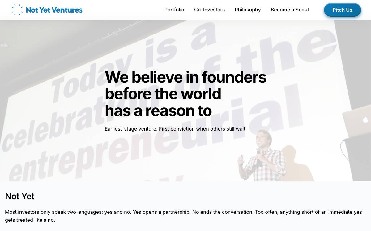 Not Yet Ventures website preview