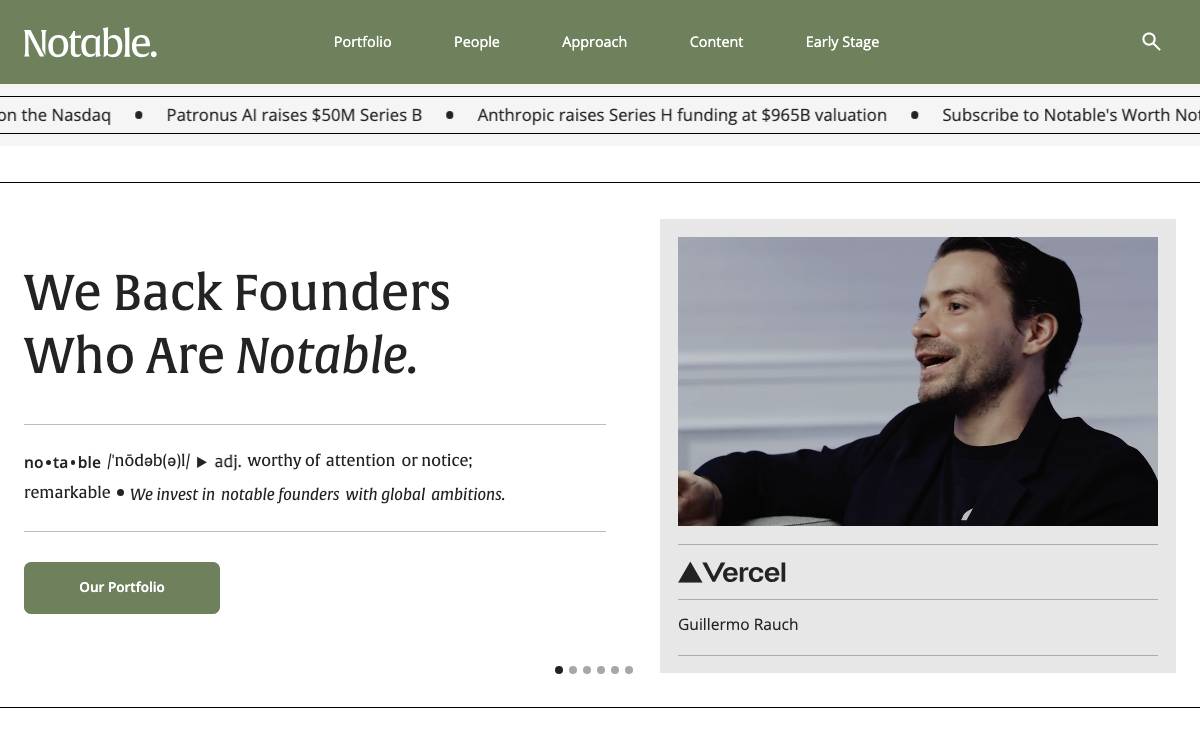 Notable Capital website preview