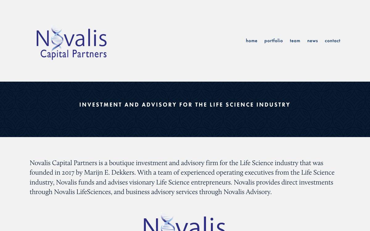Novalis LifeSciences website preview