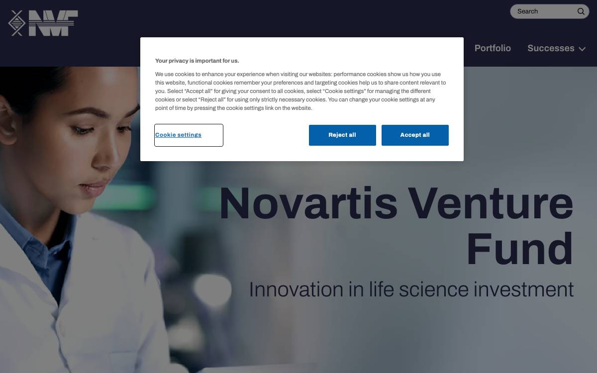 Novartis Venture Fund website preview