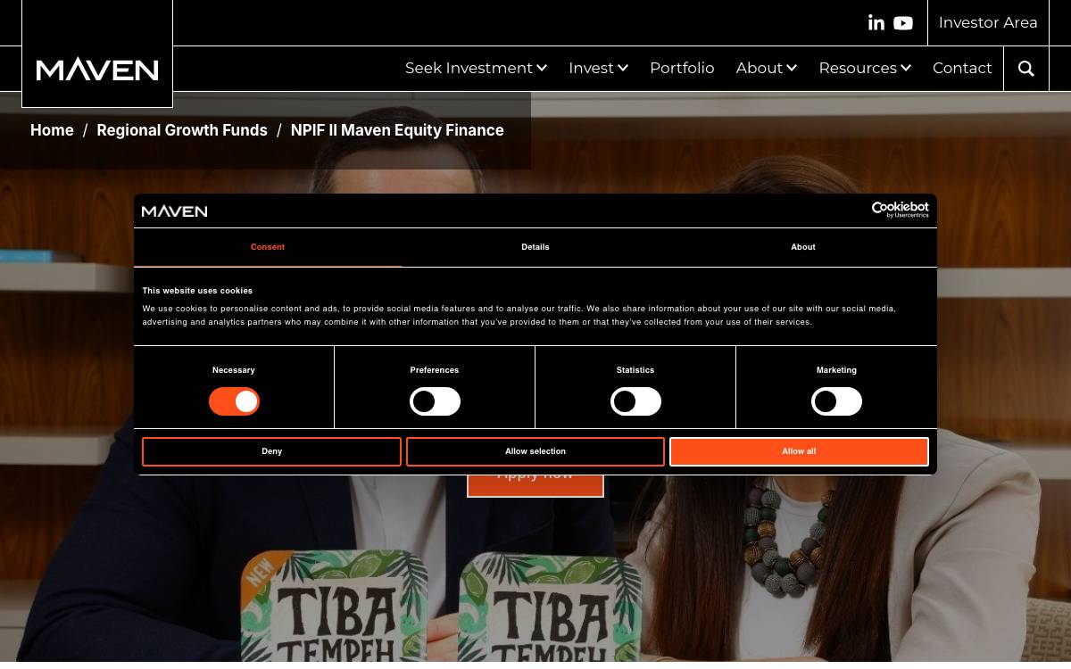 NPIF Maven Equity Finance website preview