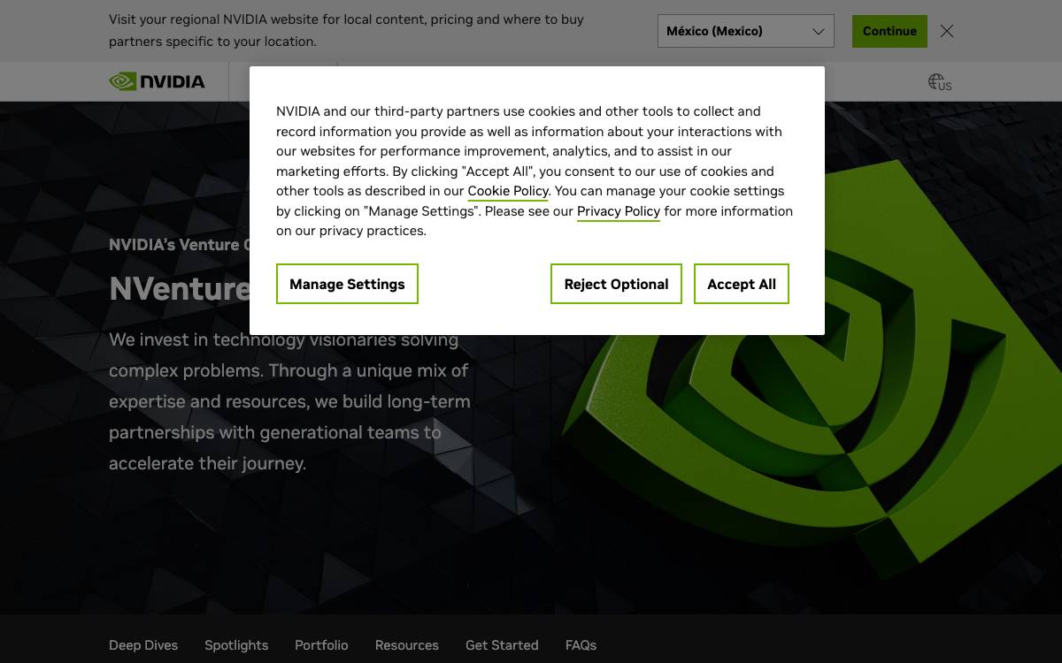 NVentures website preview