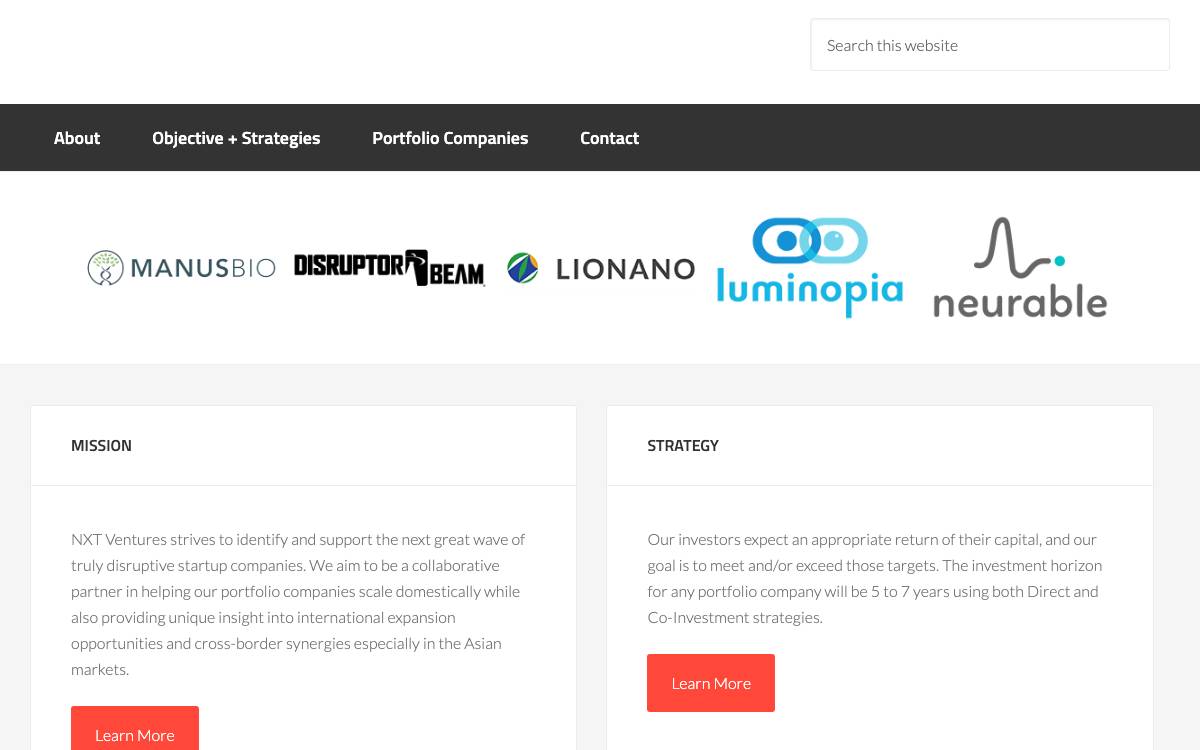 NXT Ventures website preview
