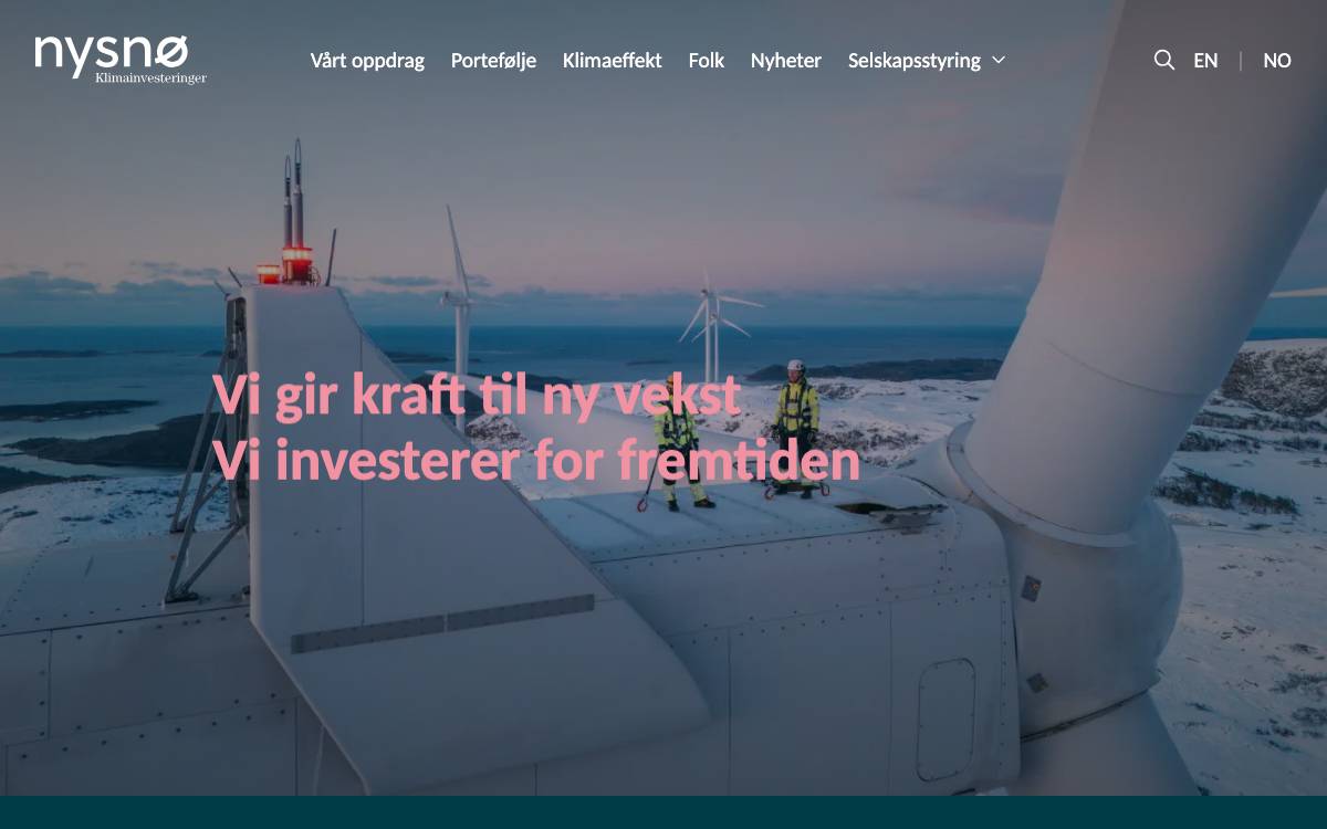 Nysnø Climate Investments website preview