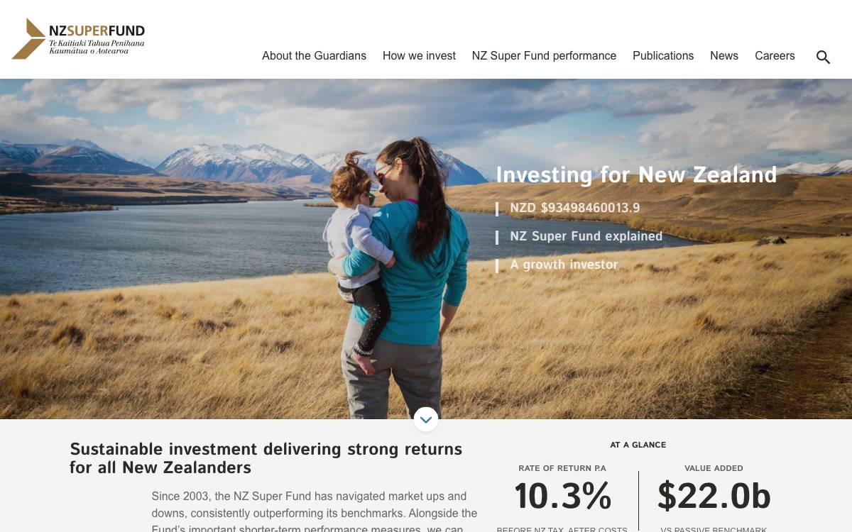 NZ Super Fund website preview