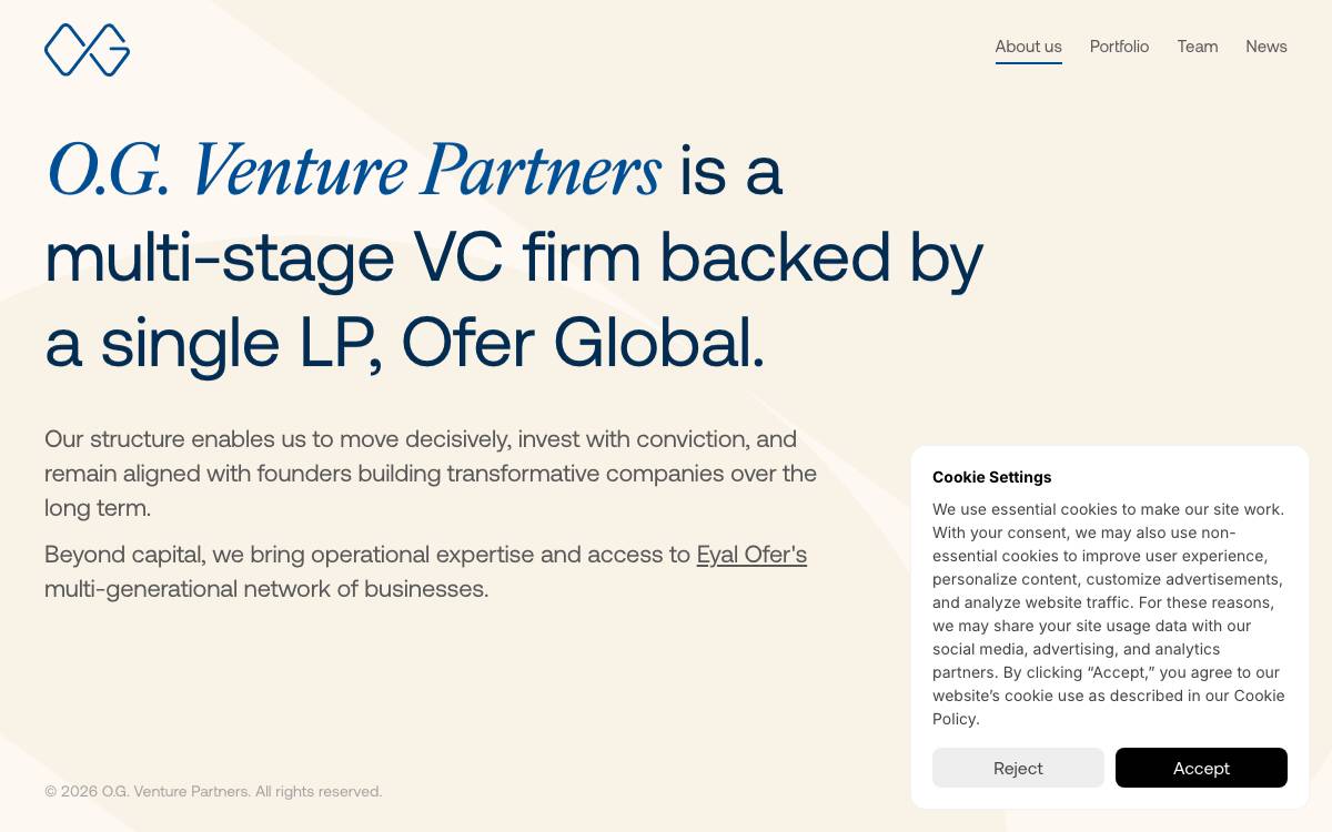 O.G. Venture Partners website preview