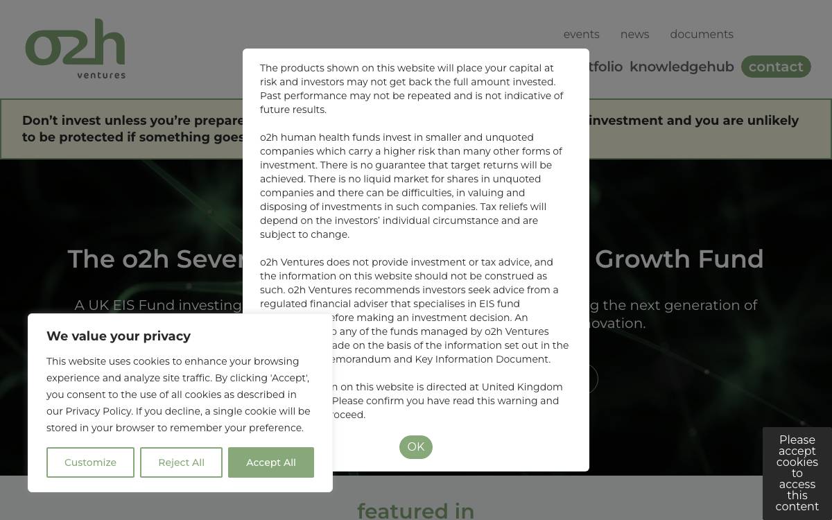 O2h Ventures website preview