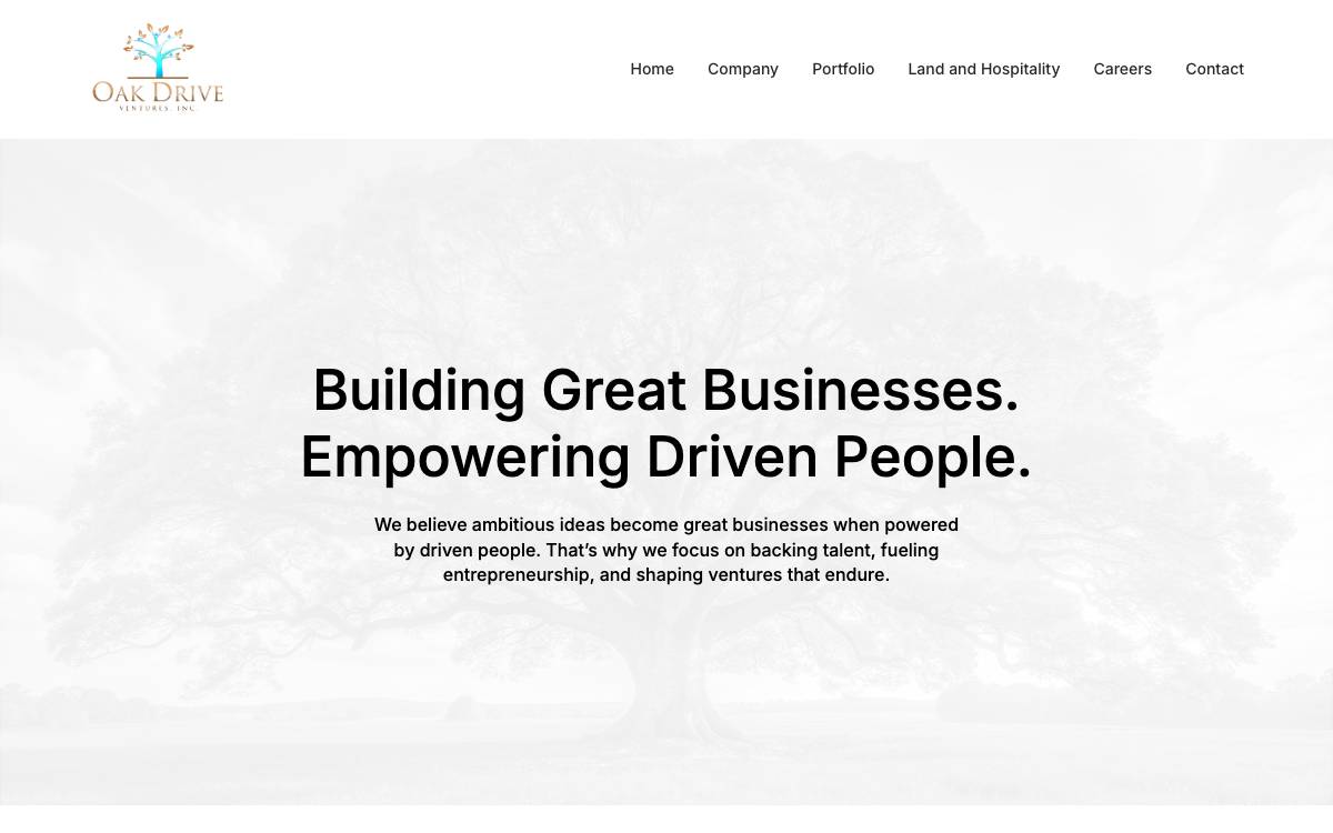 Oak Drive ventures website preview