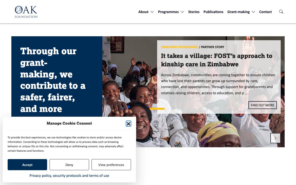 Oak Foundation website preview