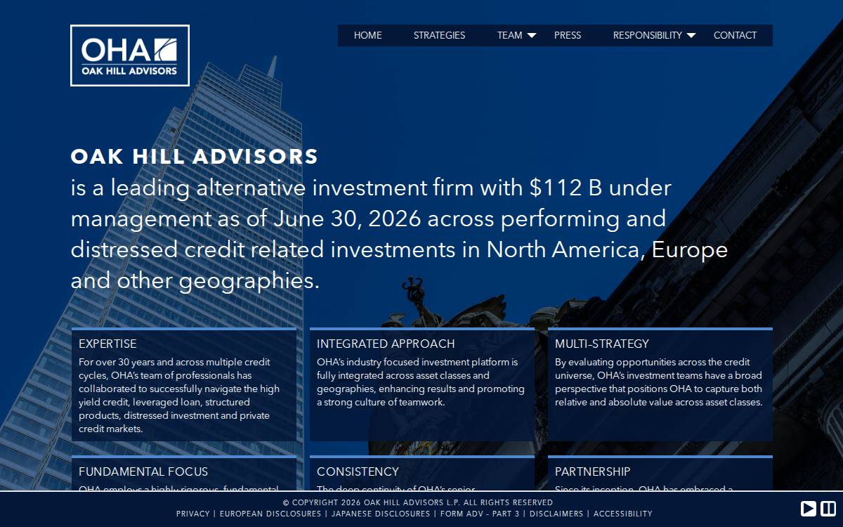 Oak Hill Advisors website preview