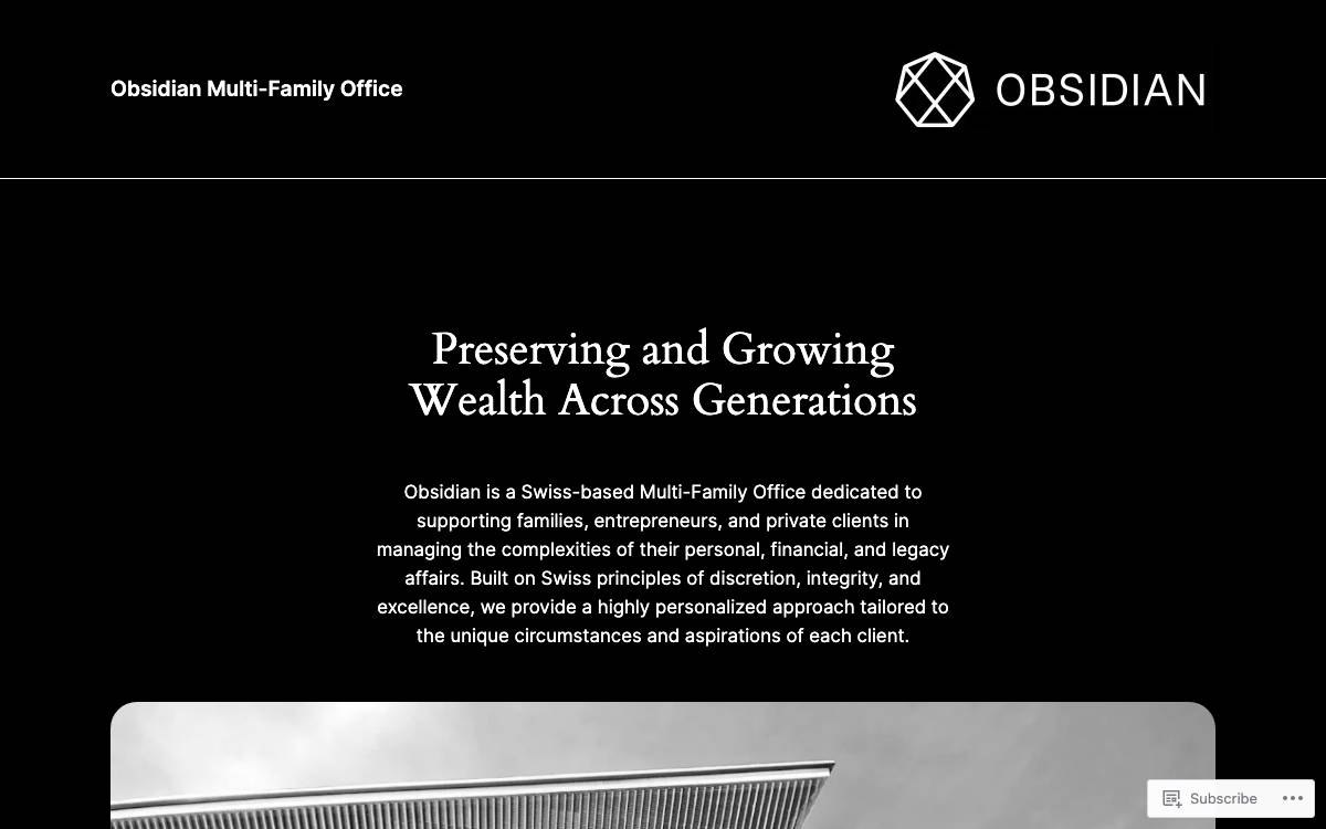 Obsidian Multi-Family Office website preview