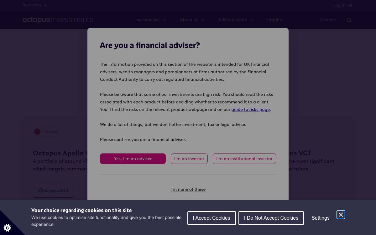 octopus investments website preview