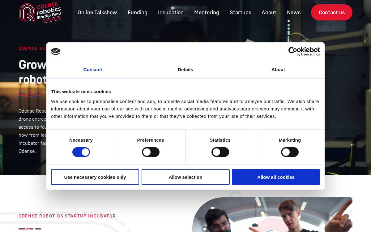 Odense Robotics StartUp Fund website preview