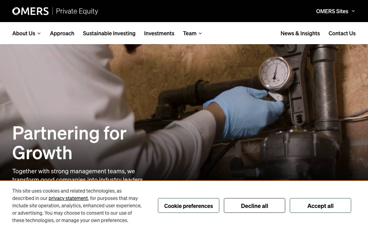 OMERS Private Equity Inc. website preview