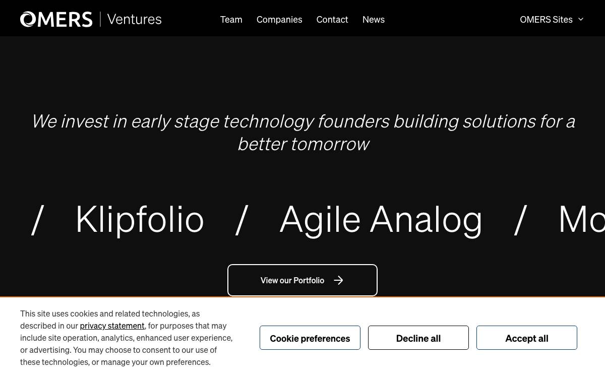 OMERS Ventures website preview