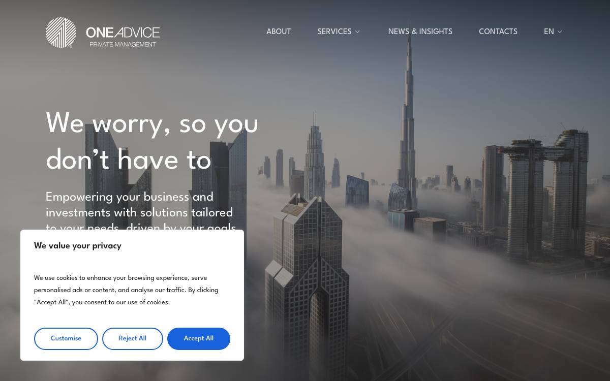 One Advice Private Management website preview