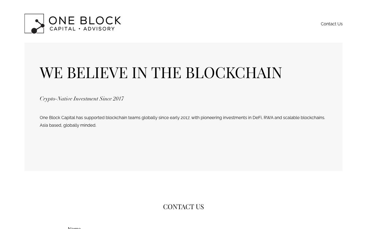 One Block Capital website preview