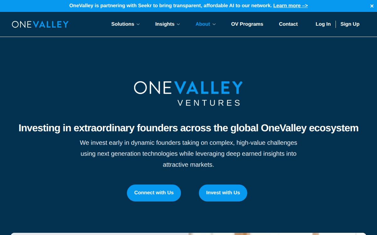 OneValley Ventures website preview