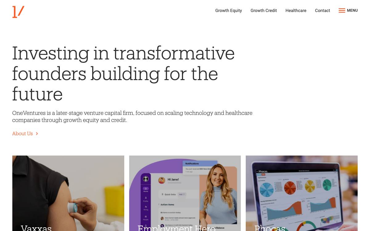 OneVentures website preview