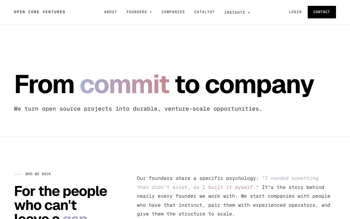 Open Core Ventures website preview