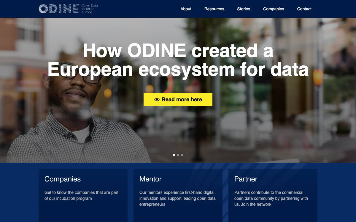 Open Data Incubator for Europe (ODINE) website preview