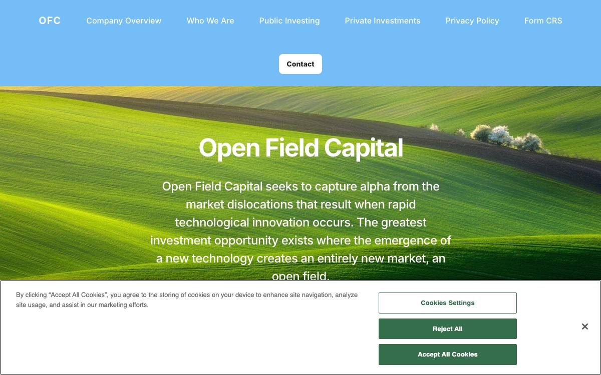 Open Field Capital website preview