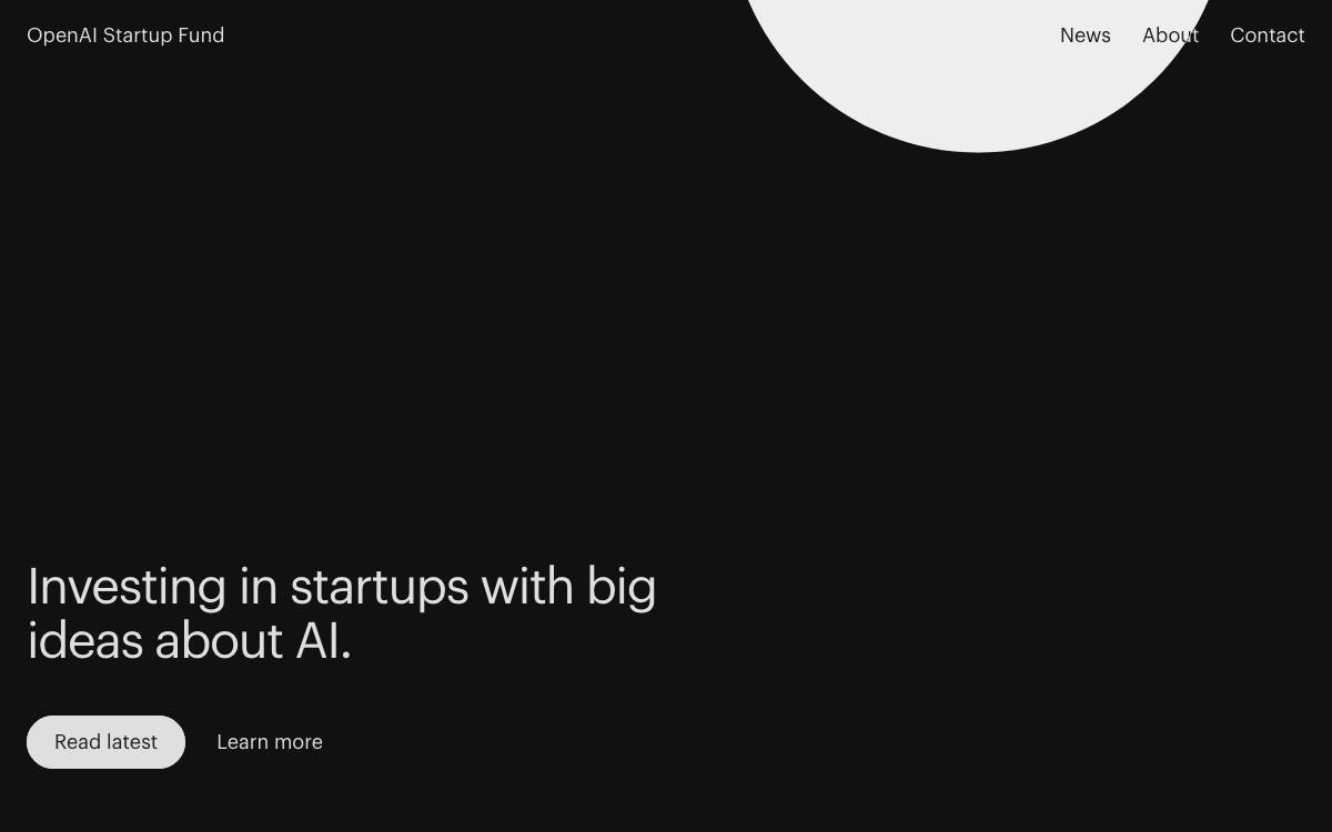 OpenAI Startup Fund website preview