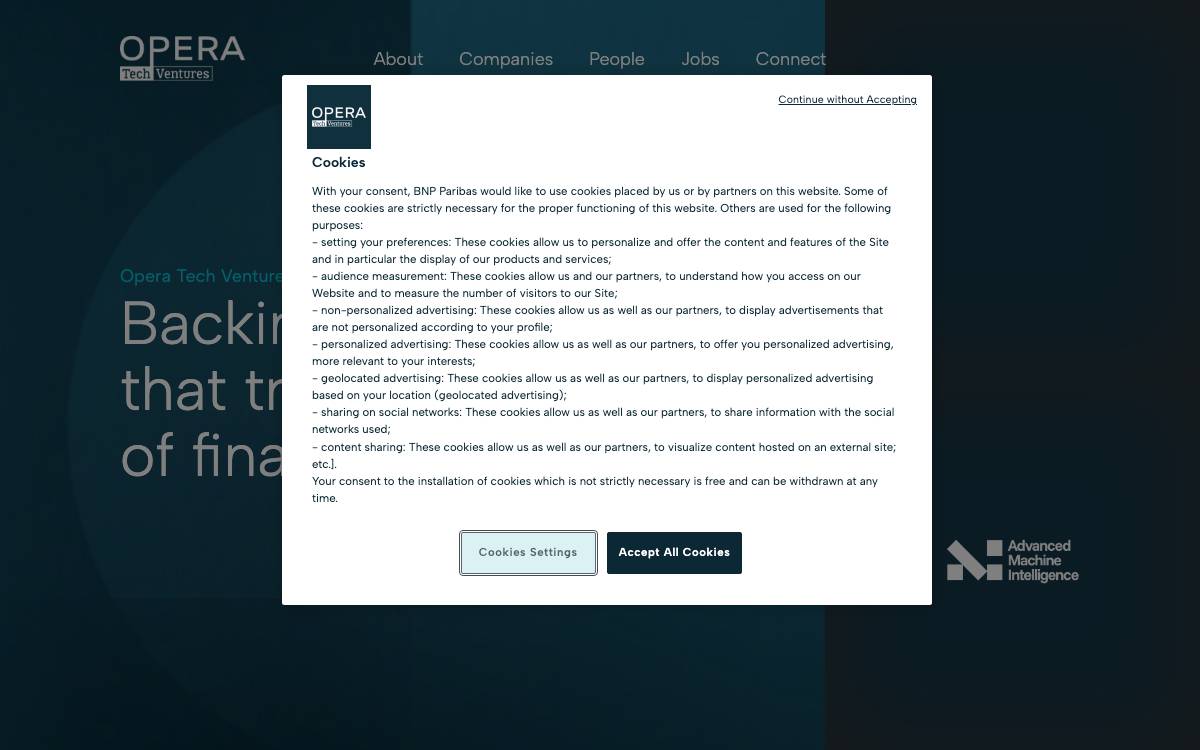 Opera Tech Ventures website preview