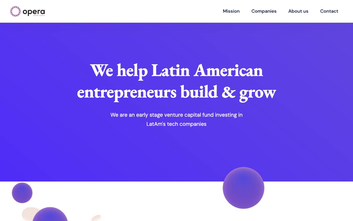Opera Ventures website preview