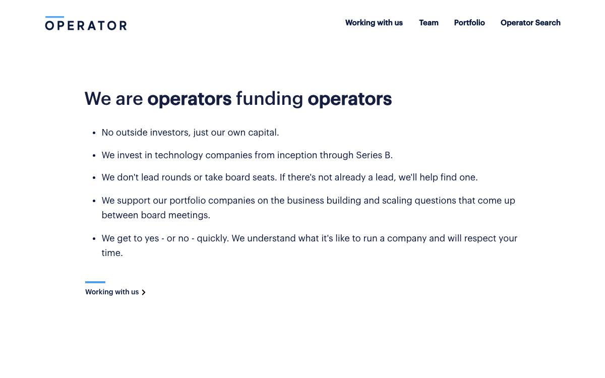 Operator LP website preview