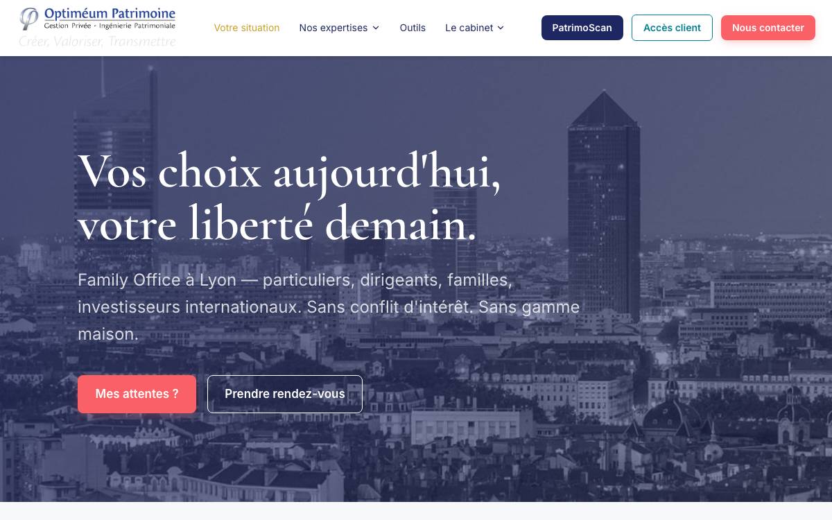Optiméum Patrimoine website preview