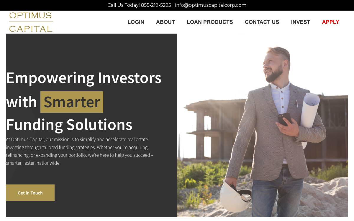 Optimus Capital website preview