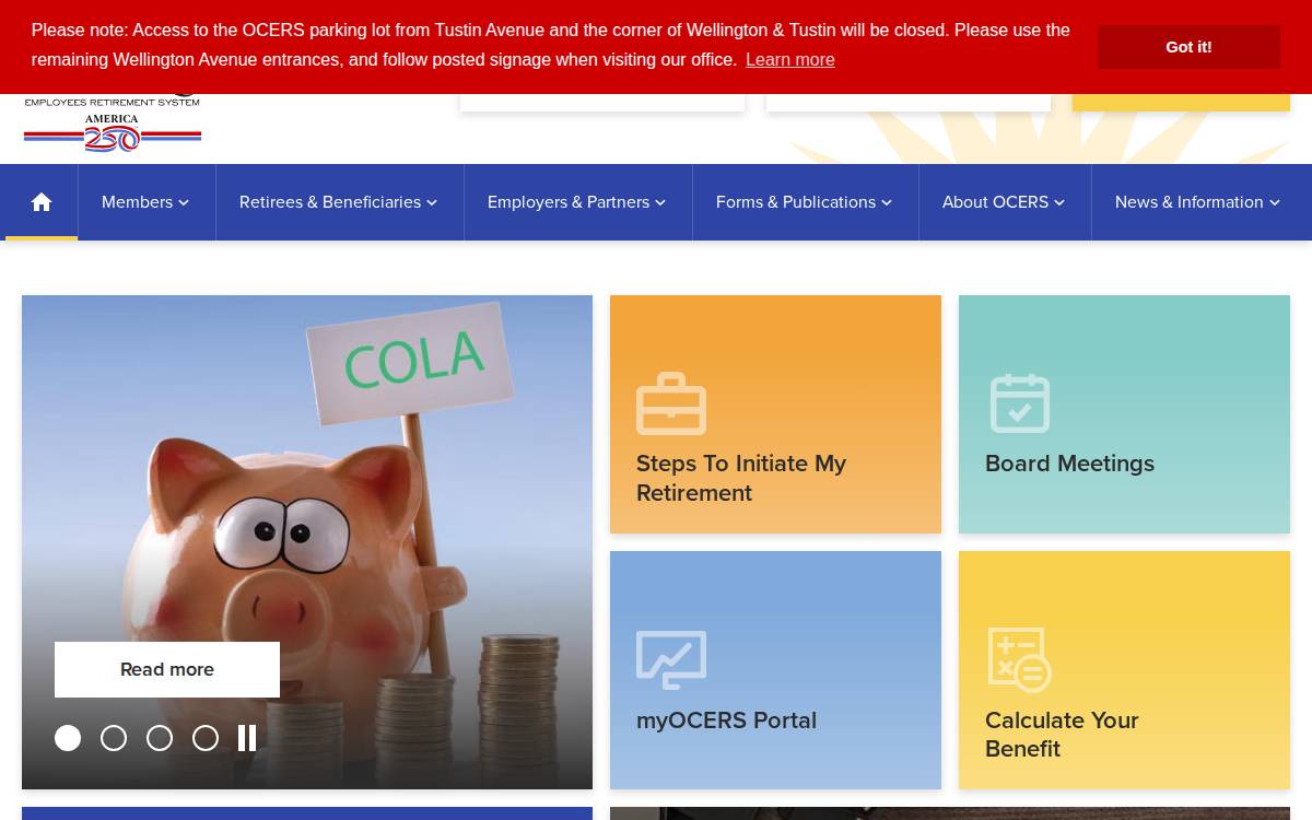 Orange County Employees Retirement System website preview