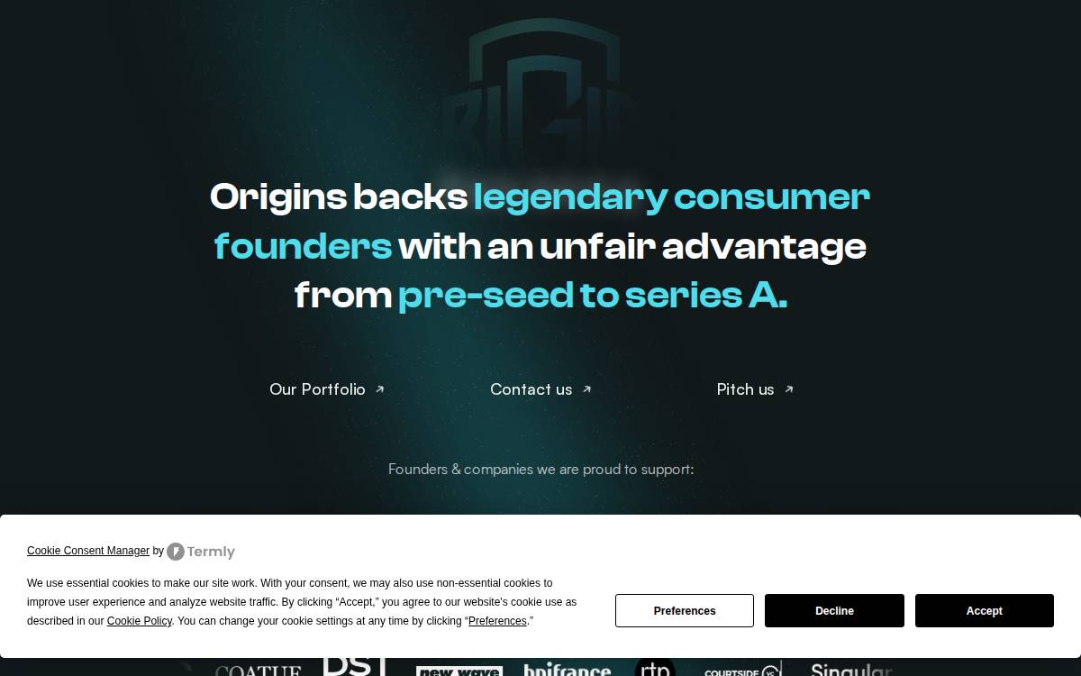 Origins website preview