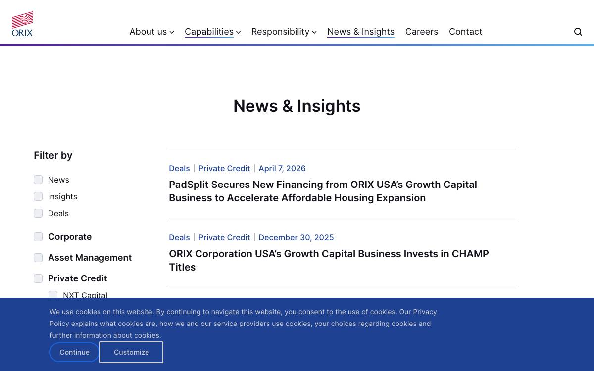 ORIX Ventures website preview