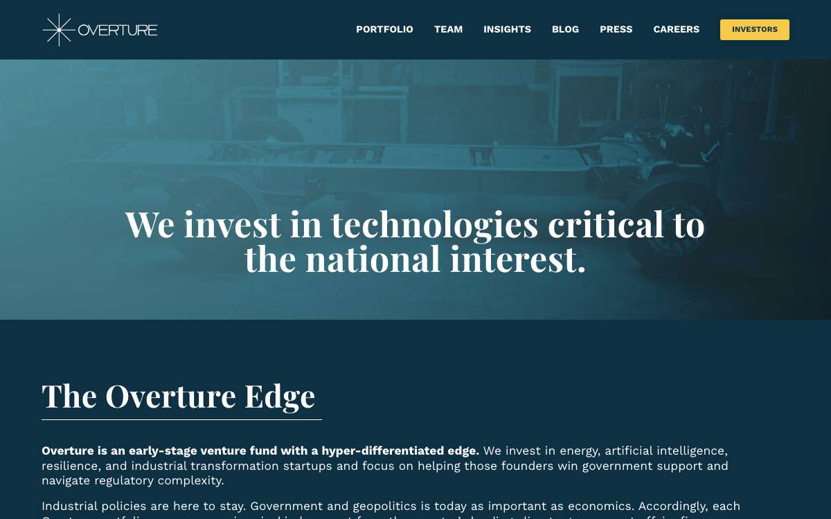 Overture Climate website preview