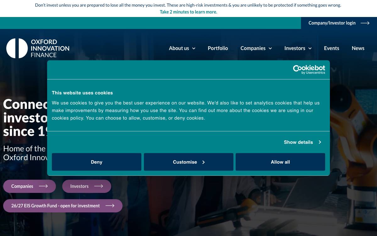 Oxford Investment Opportunity Network (OION) website preview