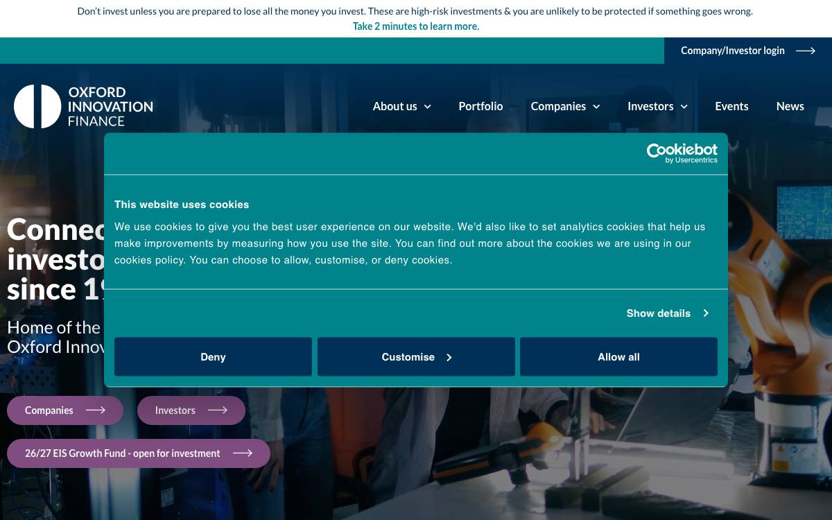 Oxford Investment Opportunity Network website preview